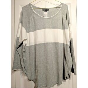 Tribal Sweater Womens XL Gray‎ White Striped Long Sleeve Pullover Top Casual